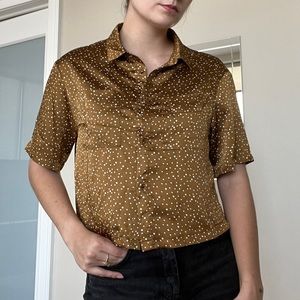 Nasty Gal satin polka dot crop